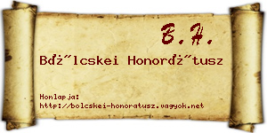 Bölcskei Honorátusz névjegykártya